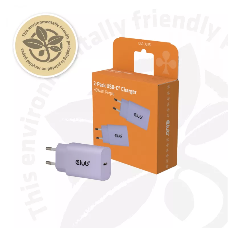 Maitinimo adapteris club 3d USB-C įkroviklis 30 W 2 vnt. pakuotėje, kompaktiškas, skirtas telefonams ir planšetėms