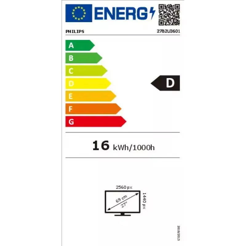 Philips 3000 serijos 27B2U3601/00 kompiuterio monitorius 68,6 cm (27 colių) 2560 x 1440 pikselių Quad HD LCD juodas