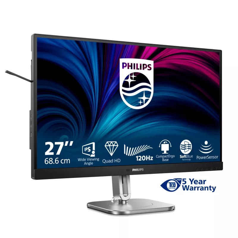 Philips 4000 serijos 27B2N4500/00 kompiuterio monitorius 68,6 cm (27 colių) 2560 x 1440 pikselių Quad HD LCD pilkas