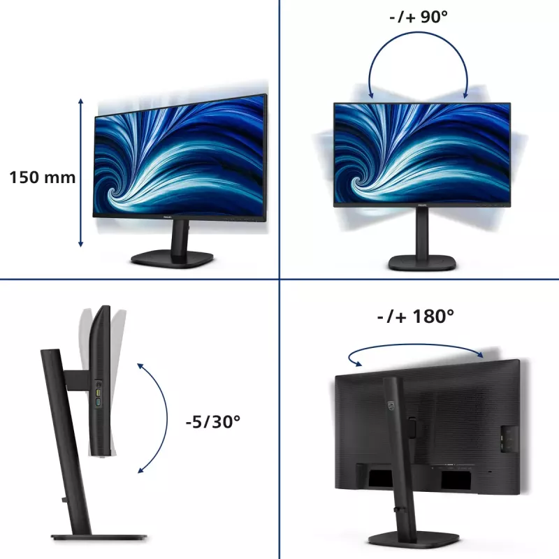 Philips 3000 serijos 24B2N3200J/00 kompiuterio monitorius 60,5 cm (23,8 colio) 1920 x 1080 pikselių Full HD LCD juodas