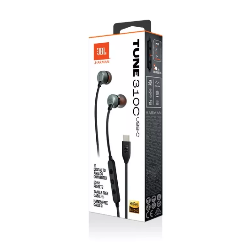JBL Tune 310C Ausinės laidinės į ausis Skambučiai/Muzika USB Type-C Juodos