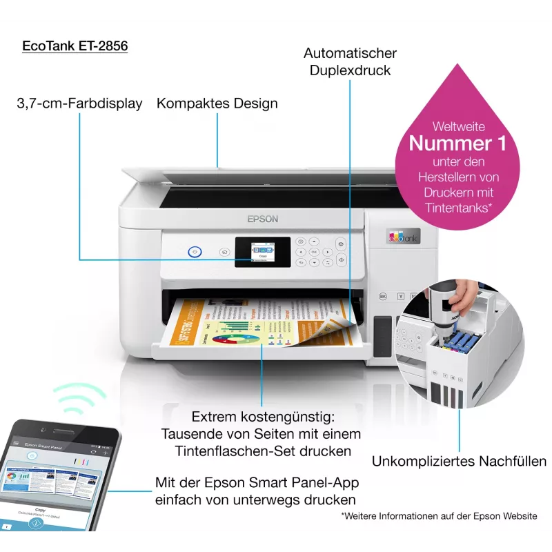 Epson EcoTank ET-2856 rašalinis A4 5760 x 1440 DPI 33 ppm Wi-Fi
