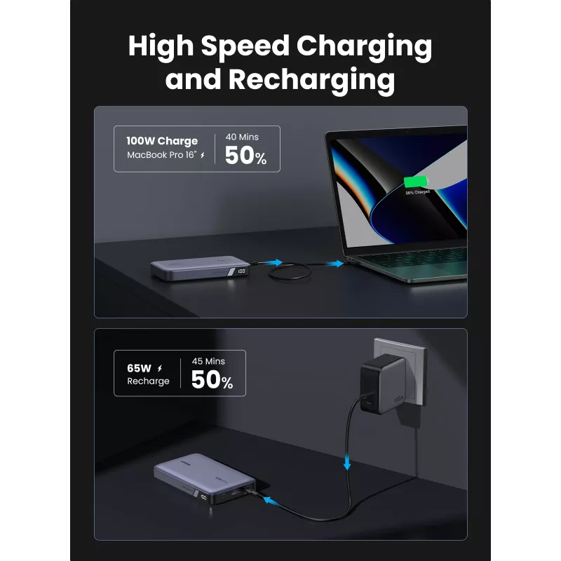 Ugreen 25188 išorinė baterija 20000 mAh Pilka