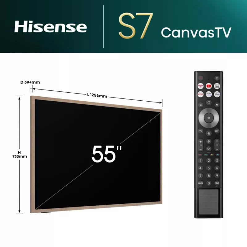 Hisense 55 colių S7NQTUK Canvas TV su Freely ir ArtMode