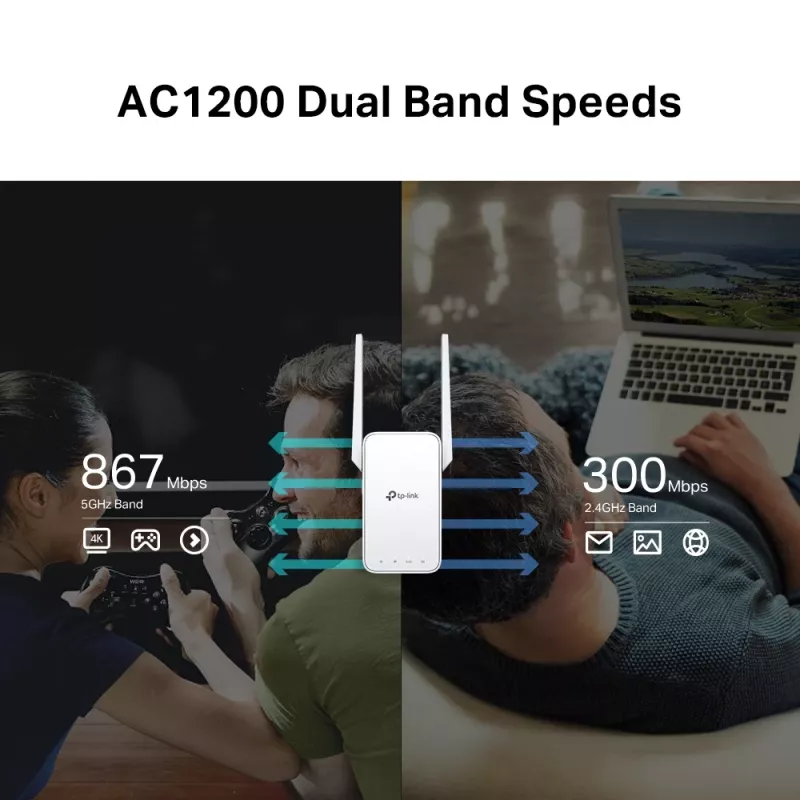 Tinklo kartotuvas TP-Link AC1200 „Mesh“ Wi-Fi diapazono plėtiklis