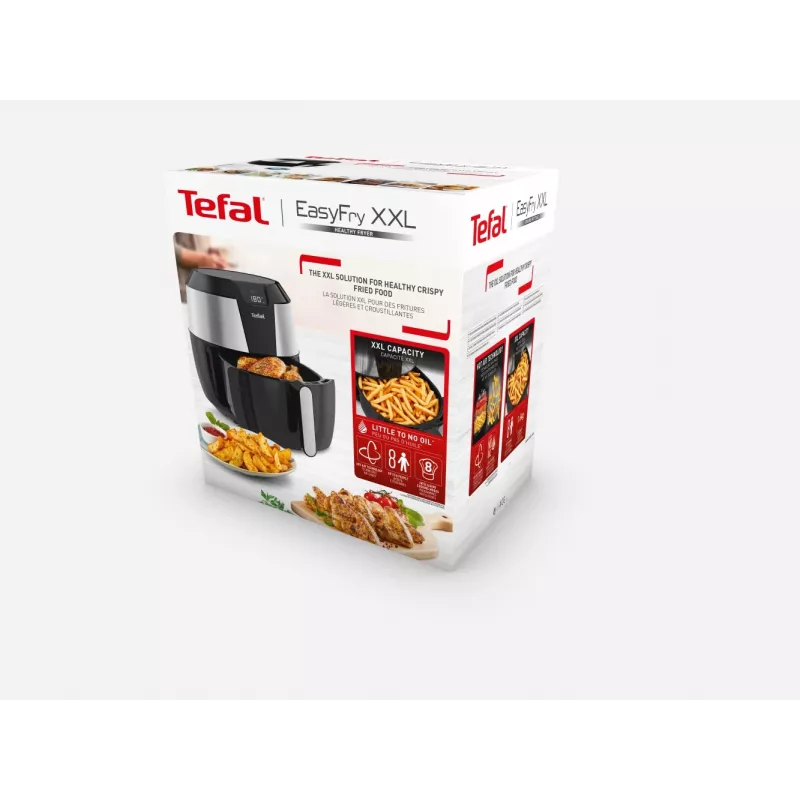 Tefal Easy Fry EY701D Vienvietis 5,6 L Laisvai pastatomas 1850 W Karšto oro gruzdintuvė Juoda, Nerūdijantis plienas