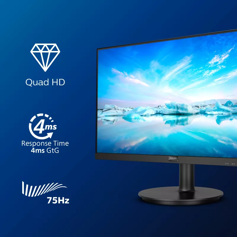 Philips V Line 275V8LA/00 kompiuterio monitorius 68,6 cm (27 colių) 2560 x 1440 pikselių Quad HD LED juodas