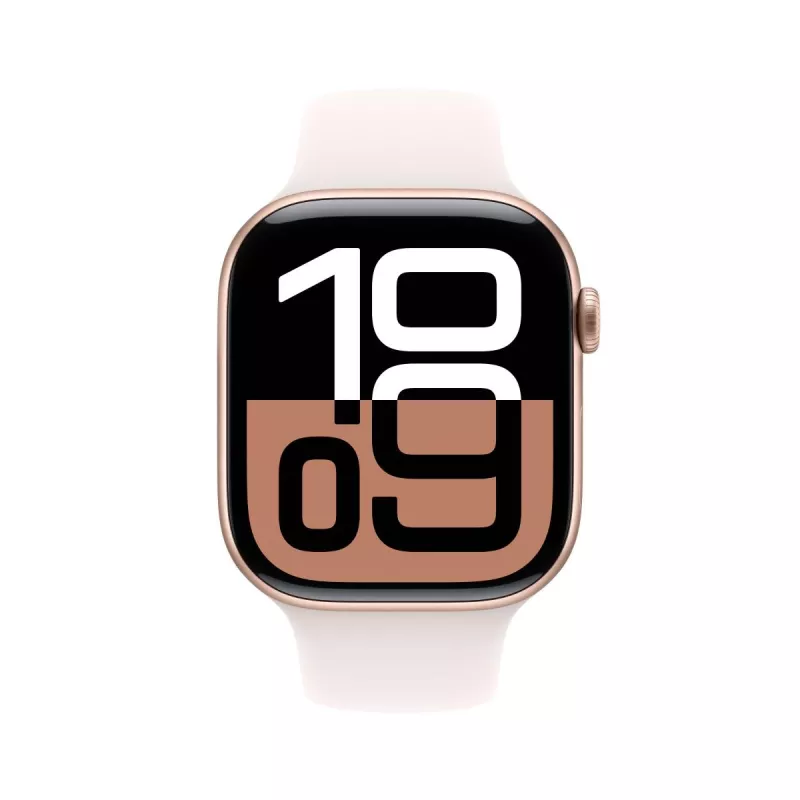 APPLE Watch Series 10 GPS 46mm rožinio aukso aliuminio korpusas su šviesiai rožiniu sportiniu dirželiu - M/L