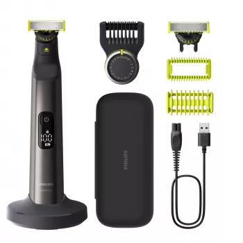 Philips OneBlade Pro 360 QP6652/61 Veidui ir kūnui, įmontuotas ekranas, plaunamas, baterija, chromas