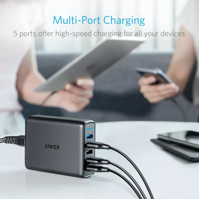 ANKER Powerport Speed 5 2x Quick Charge 3.0 Eu Juoda