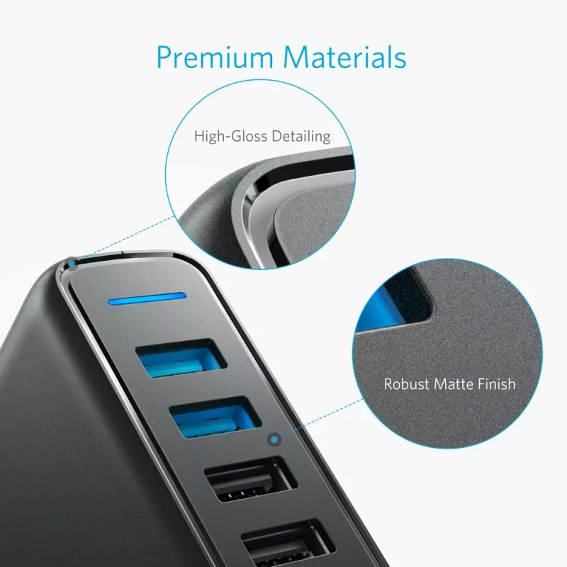 ANKER Powerport Speed 5 2x Quick Charge 3.0 Eu Juoda