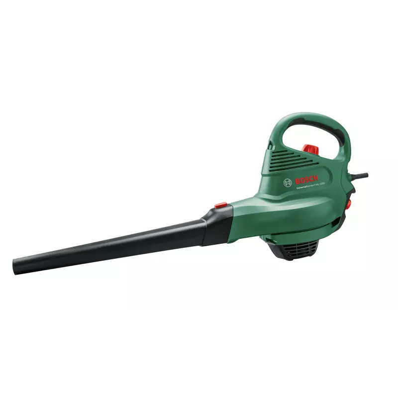 Rankinis pūstuvas Bosch Universal GardenTidy 2300 — 2300 W, 576 m³/h, 45 L surinkimo maišas, 185–285 km/h, smulkinimo funkcija