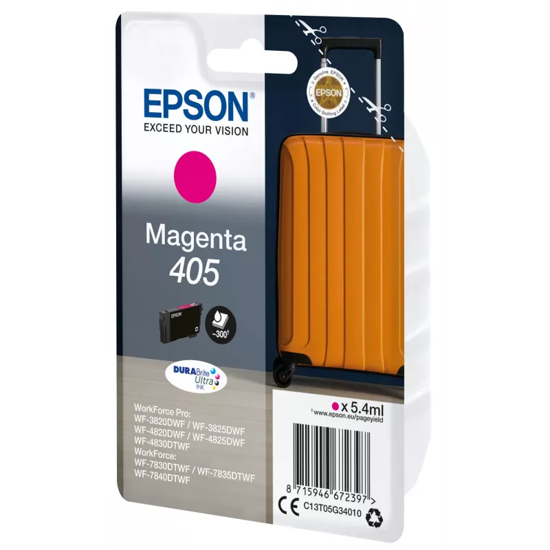 Epson 405 DURABrite Ultra Ink rašalo kasetė 1 vnt. Originali standartinės išeigos purpurinė