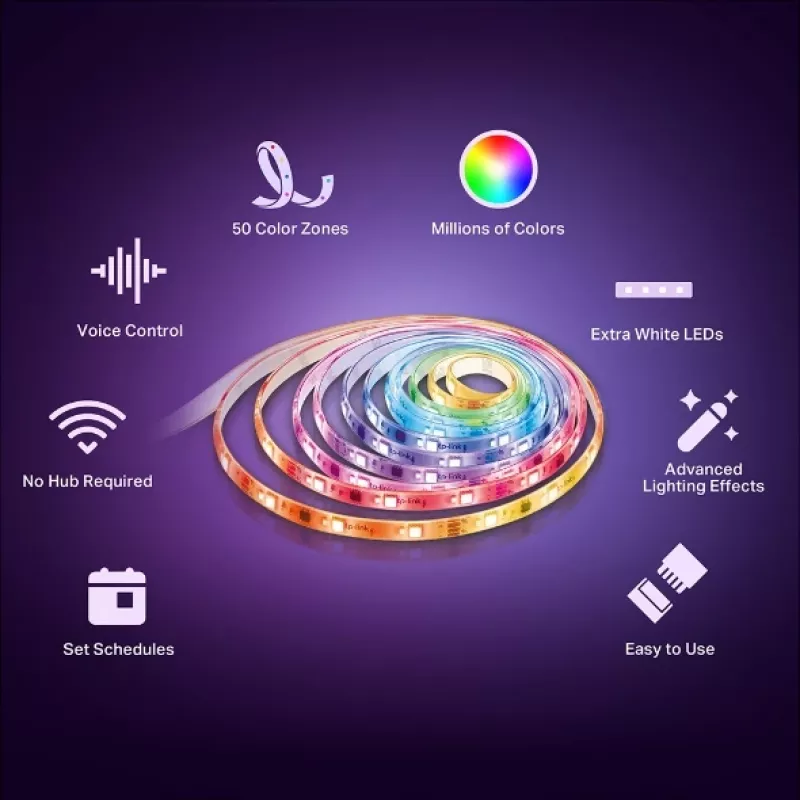 TP-Link Tapo Smart Light Strip, Multicolor, Smart strip light, Wi-Fi, White, 802.11b, 802.11g, Wi-Fi 4 (802.11n), LED, Multi