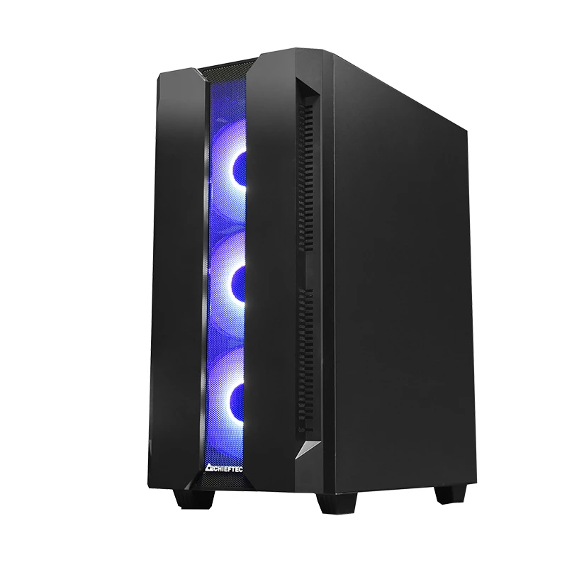 PC korpusas CHIEFTEC GS-01B-OP Tower Black — grūdintas stiklas, RGB ventiliatoriai, palaiko ATX/Micro-ATX, GPU iki 320 mm