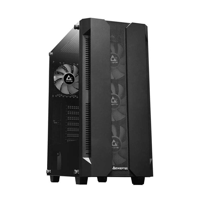 PC korpusas CHIEFTEC GS-01B-OP Tower Black — grūdintas stiklas, RGB ventiliatoriai, palaiko ATX/Micro-ATX, GPU iki 320 mm