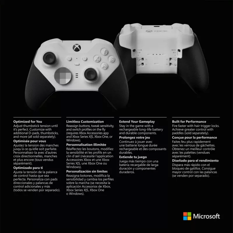 Žaidimų pultelis Microsoft Xbox Elite Wireless Series 2 Core juoda balta Bluetooth USB