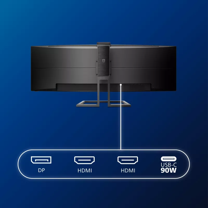 Philips P Line 32:9 SuperWide lenktas LCD ekranas 499P9H/00, 124 cm (48,8 colio), 5120 x 1440 pikselių, UltraWide Dual Quad HD, LCD, 5 ms, juoda