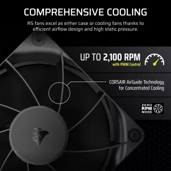 Corsair RS120 ventiliatorius 12 cm juodas 420-2100 RPM 0.2-4.15 mmH2O