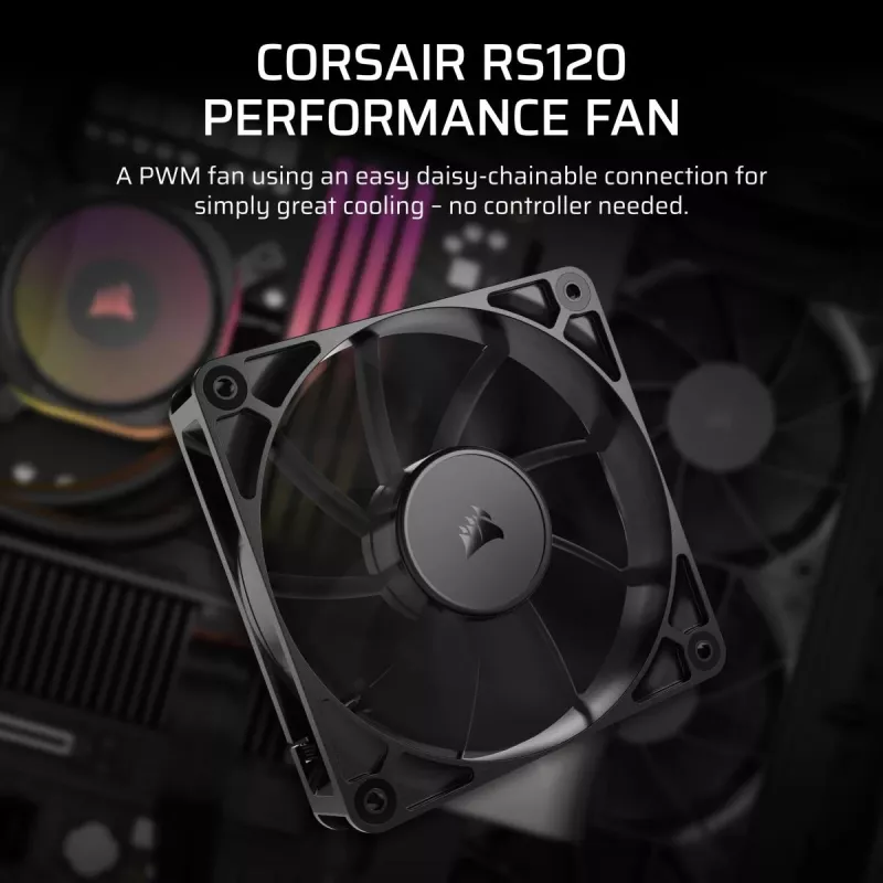 Corsair RS120 ventiliatorius 12 cm juodas 420-2100 RPM 0.2-4.15 mmH2O