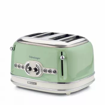 Ariete 156 4 dalių vintage skrudintuvas, 1600 W, 6 skrudinimo lygiai, nerūdijantis plienas, dažytas pasteline žalia spalva, be sumuštinių laikiklių. Žalia