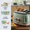 Ariete 156 4 dalių vintage skrudintuvas, 1600 W, 6 skrudinimo lygiai, nerūdijantis plienas, dažytas pasteline žalia spalva, be sumuštinių laikiklių. Žalia