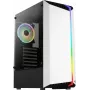 PC korpusas AEROCOOL Bionic Midi Tower White — ATX, grūdintas stiklas, 2x3,5 colio lizdai, 6x2,5 colio, 297 mm GPU, mėlynas LED