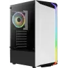 PC korpusas AEROCOOL Bionic Midi Tower White — ATX, grūdintas stiklas, 2x3,5 colio lizdai, 6x2,5 colio, 297 mm GPU, mėlynas LED