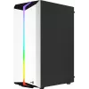 PC korpusas AEROCOOL Bionic Midi Tower White — ATX, grūdintas stiklas, 2x3,5 colio lizdai, 6x2,5 colio, 297 mm GPU, mėlynas LED