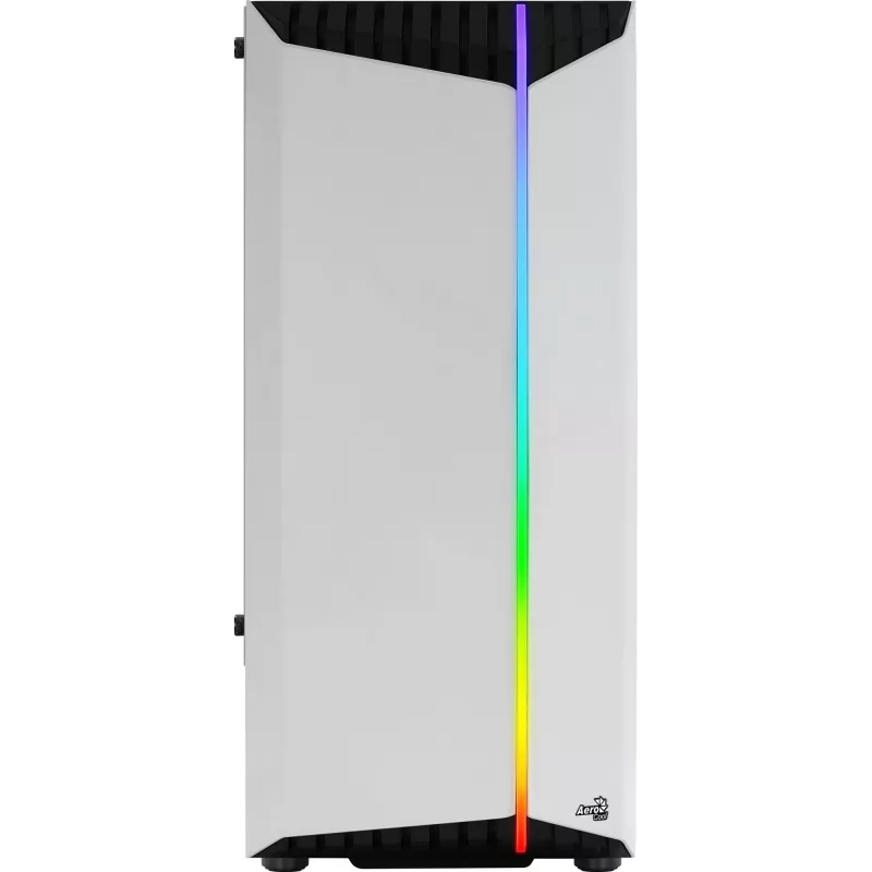 PC korpusas AEROCOOL Bionic Midi Tower White — ATX, grūdintas stiklas, 2x3,5 colio lizdai, 6x2,5 colio, 297 mm GPU, mėlynas LED