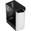 PC korpusas AEROCOOL Bionic Midi Tower White — ATX, grūdintas stiklas, 2x3,5 colio lizdai, 6x2,5 colio, 297 mm GPU, mėlynas LED