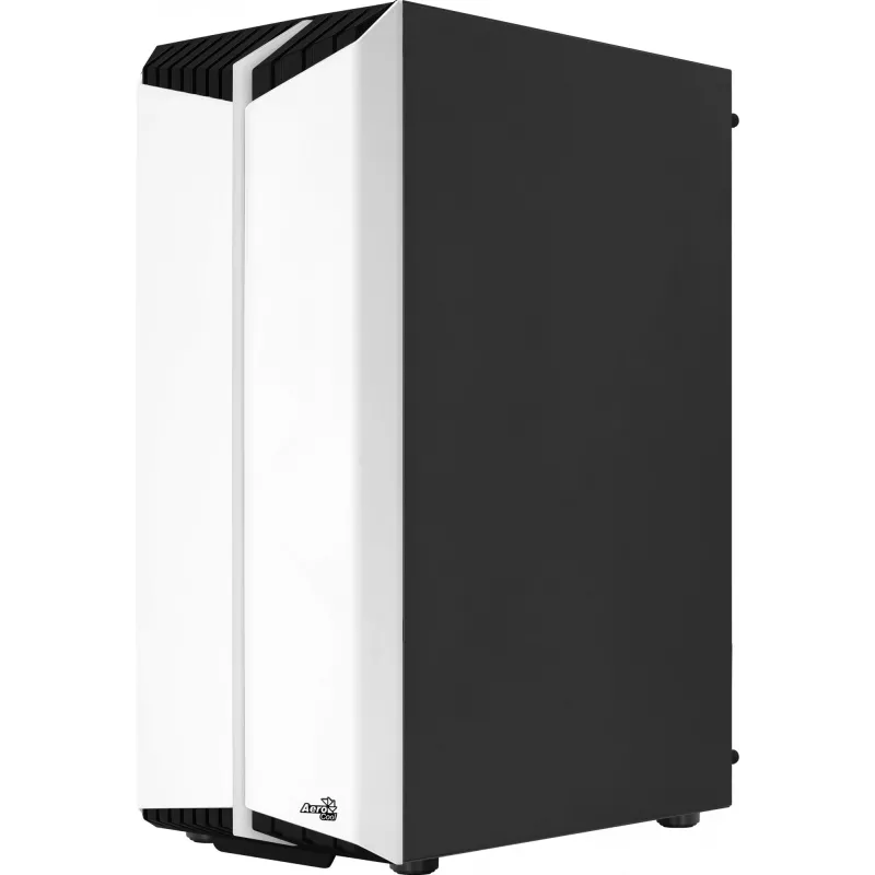 PC korpusas AEROCOOL Bionic Midi Tower White — ATX, grūdintas stiklas, 2x3,5 colio lizdai, 6x2,5 colio, 297 mm GPU, mėlynas LED