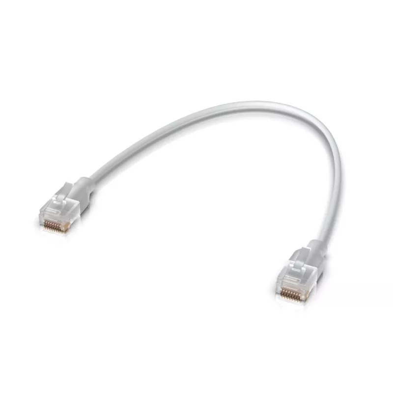 Ethernet komutacinis kabelis UBIQUITI UACC-Cable-Patch-EL 0,3 m Cat6 2,5 Gbps PoE++ baltas