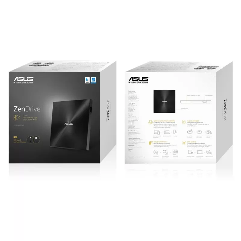 ASUS ZenDrive U9M optinis diskų įrenginys DVD±RW juodas