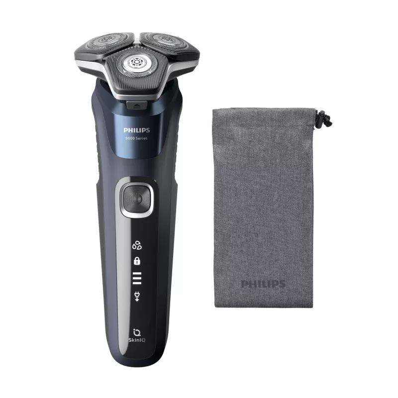 Philips SHAVER Series 5000 S5885/10 vyriškas skustuvas, rotacinis skustuvas, apdailos įrankis, juoda, mėlyna