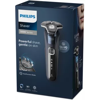 Philips SHAVER Series 5000 S5885/10 vyriškas skustuvas, rotacinis skustuvas, apdailos įrankis, juoda, mėlyna