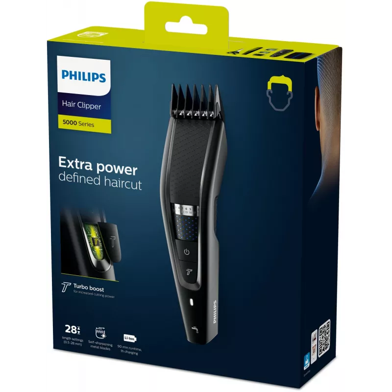 Philips 5000 serijos plaukų kirpimo mašinėlė HC5632/15, plaunama