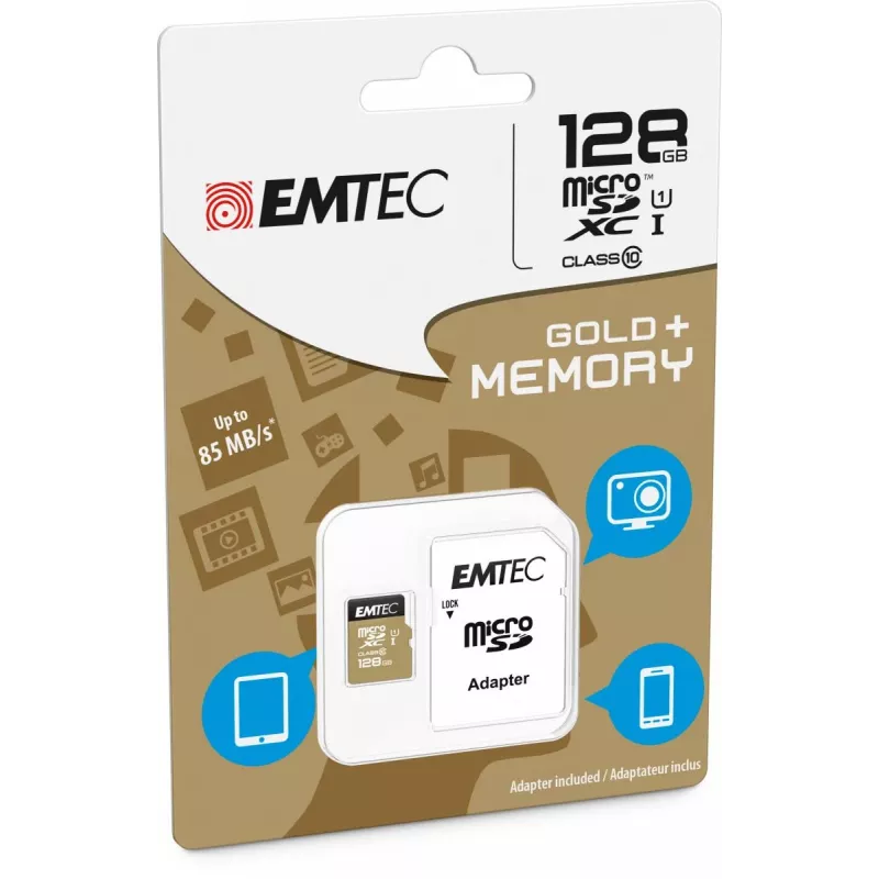 EMTEC Micro SD kortelė SDXC Class 10 Gold + 128GB
