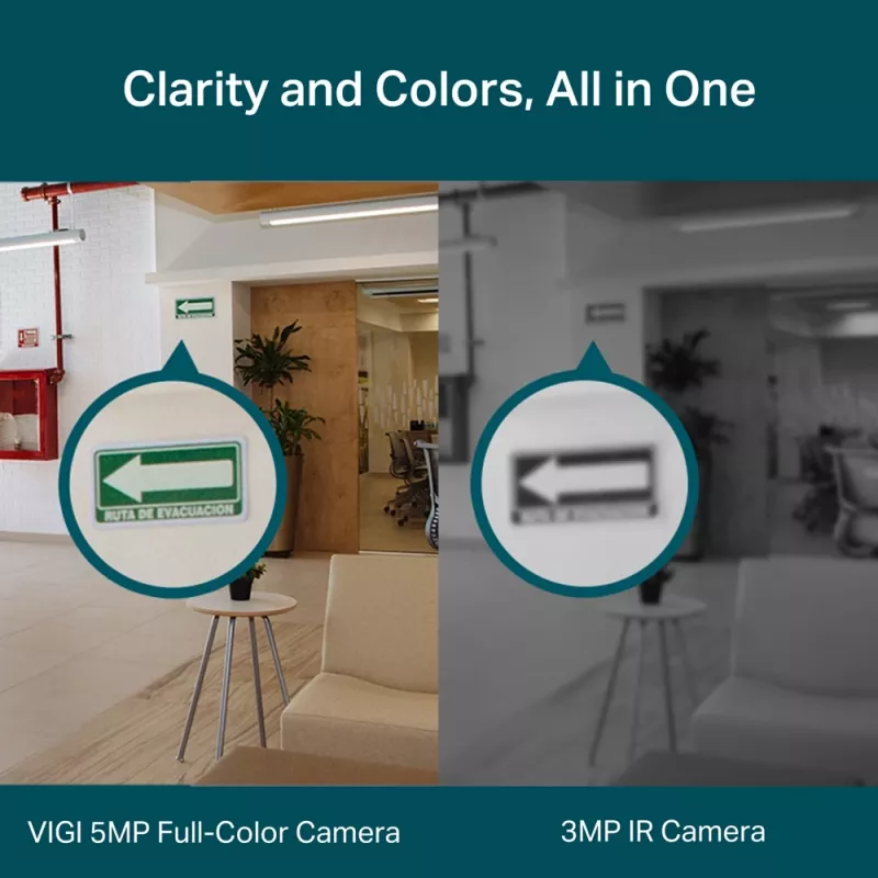 TP-Link VIGI 5MP Full-Color Turret Network Camera, IP apsaugos kamera, Vidinė, Laidinė, 120 dB, CE, NTRA, VCCI, KC, BSMI, FCC, IC, Lubos