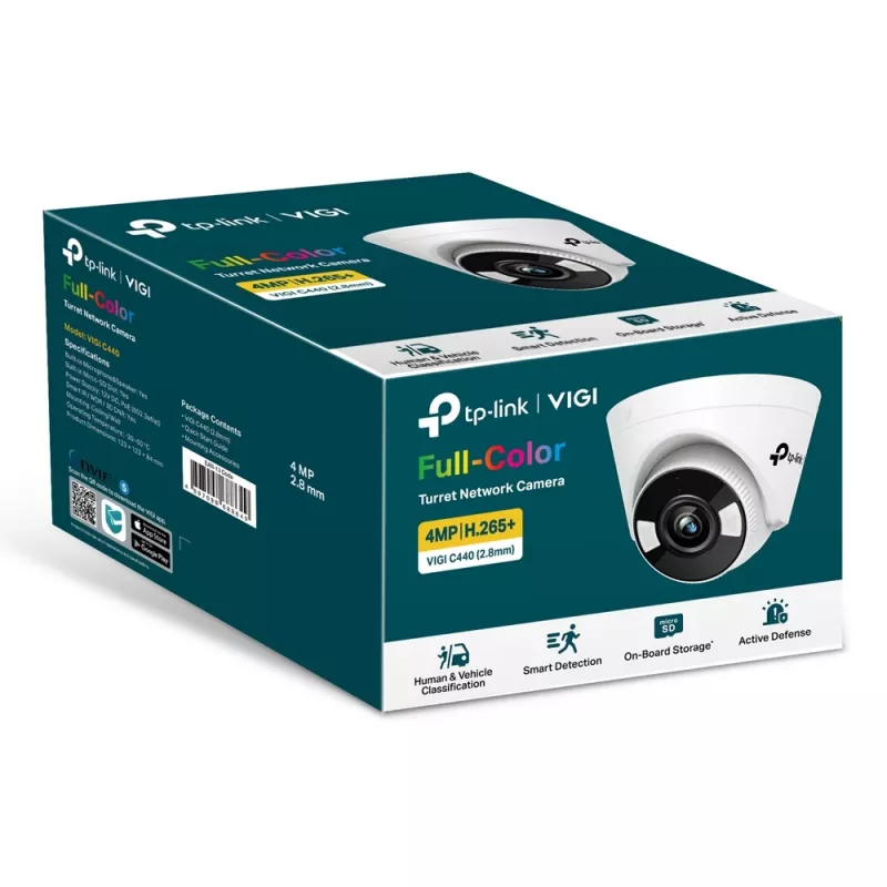 TP-Link VIGI 5MP Full-Color Turret Network Camera, IP apsaugos kamera, Vidinė, Laidinė, 120 dB, CE, NTRA, VCCI, KC, BSMI, FCC, IC, Lubos