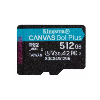 Kingston Technology 512GB microSDXC Canvas Go Plus Gen4 200R A2 U3 viena pakuotė w/o ADP