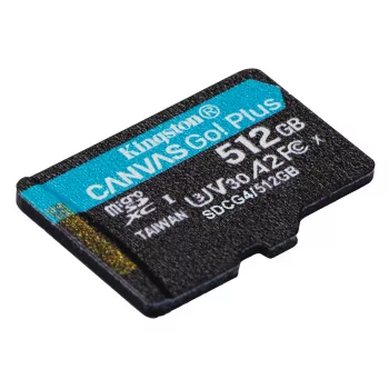 Kingston Technology 512GB microSDXC Canvas Go Plus Gen4 200R A2 U3 viena pakuotė w/o ADP