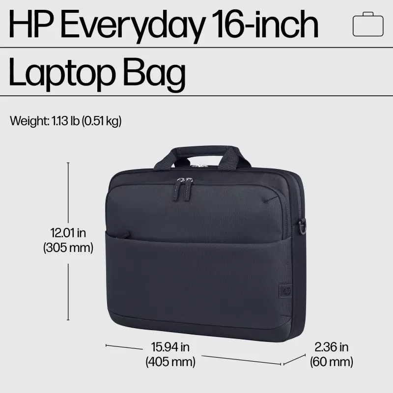 HP Everyday 16 colių nešiojamojo kompiuterio krepšys, Messenger tipo dėklas, 40.6 cm (16 colių), Pečių dirželis, 510 g