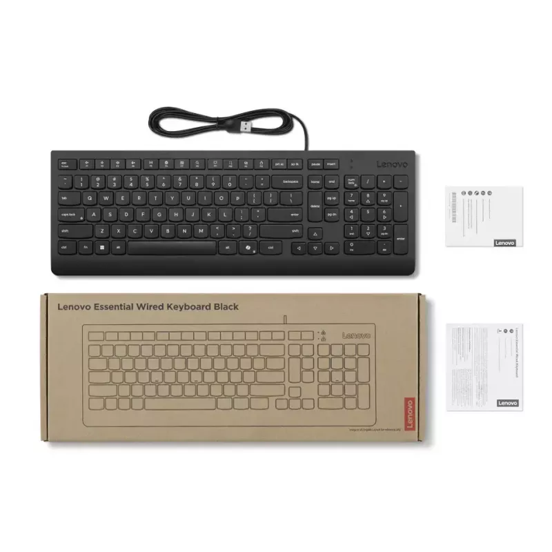Klaviatūra „Lenovo 4Y41R64681“ pilno dydžio (100%) laidinė USB „Nordic“ juoda – namams/biurui