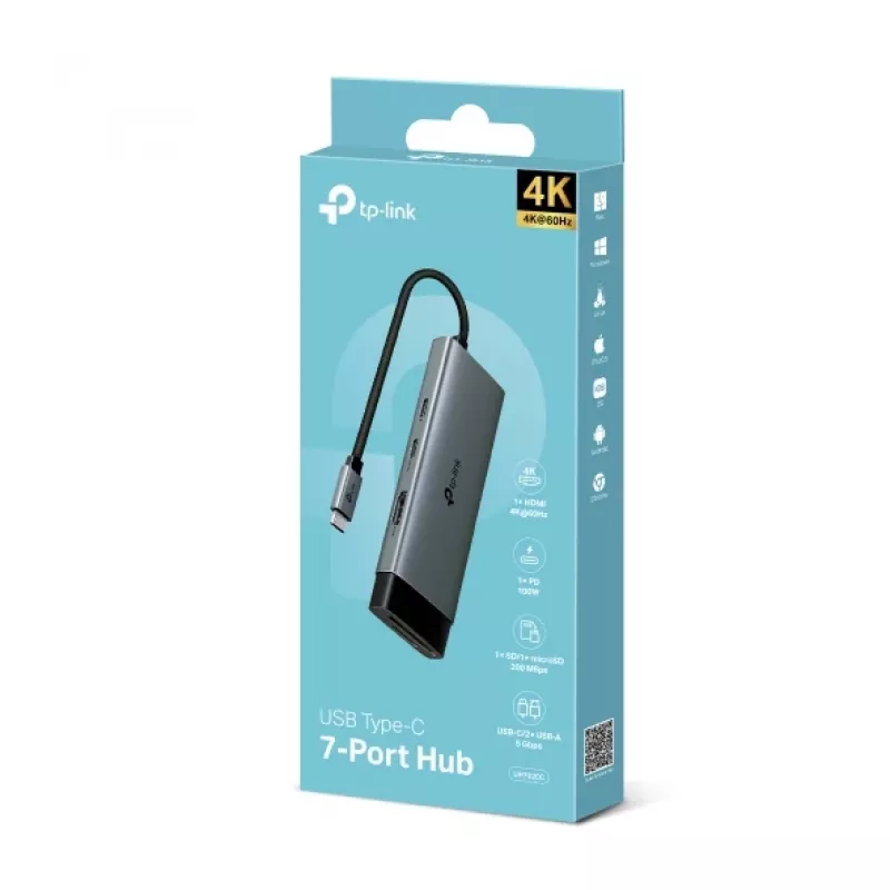TP-Link UH7020C sąsajų hub USB 3.2 Gen 1 (3.1 Gen 1) Type-C 5000 Mbit/s