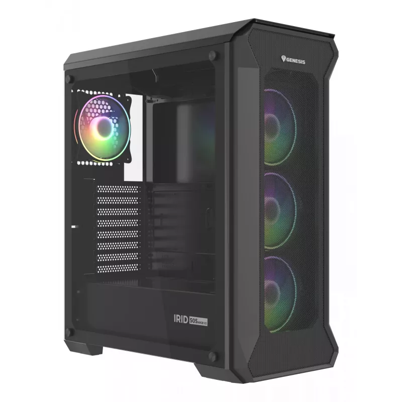 GENESIS Irid 505 ARGB Midi Tower juoda, permatoma