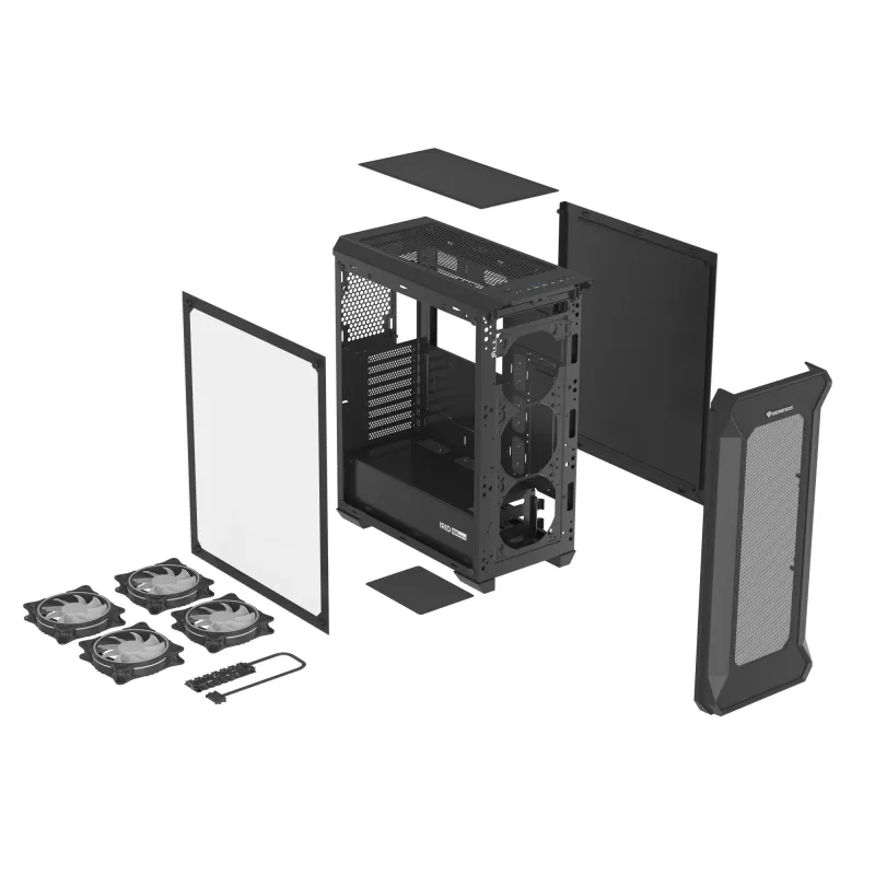 GENESIS Irid 505 ARGB Midi Tower juoda, permatoma
