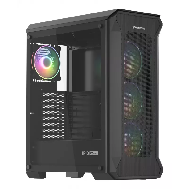 GENESIS Irid 505 ARGB Midi Tower juoda, permatoma