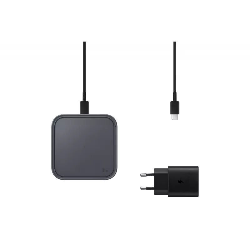 Samsung EP-P2400 išmaniojo telefono įkroviklis, pilkas, USB, belaidis įkrovimas, greitasis įkrovimas, skirtas naudoti patalpoje