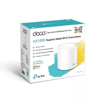 TP-Link AX1800 viso namo „Mesh“ Wi-Fi 6 sistema, balta, vidinė, „Mesh“ maršrutizatorius, maitinimas, FCC